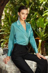 Aqua Essence Wrap Blouse